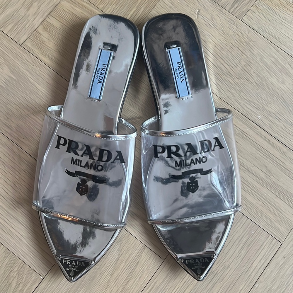 Prada Logo Print Plexiglass Slides